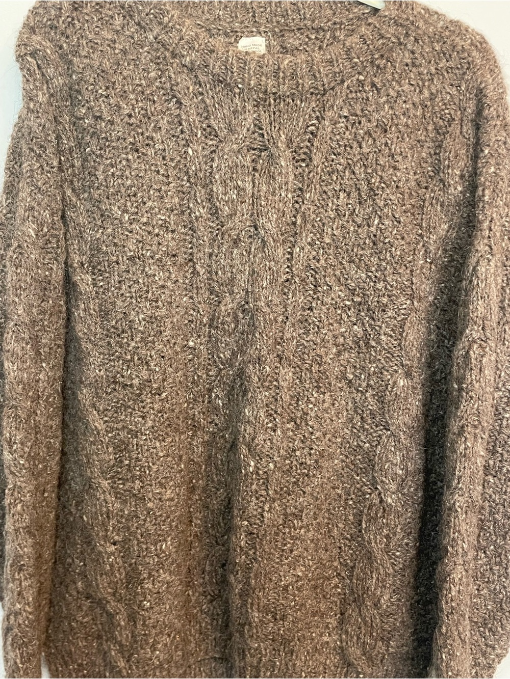 Brown Cable-Knit Crewneck Sweater - Picture 3 of 5